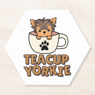 Dessous-de-verre En Papier chiot Yorkie en tasse à thé