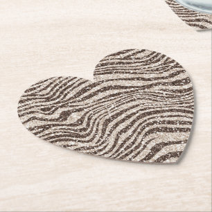 Dessous-de-verre En Papier Chocolat Brown crème Blush Zebra Parties scintilla