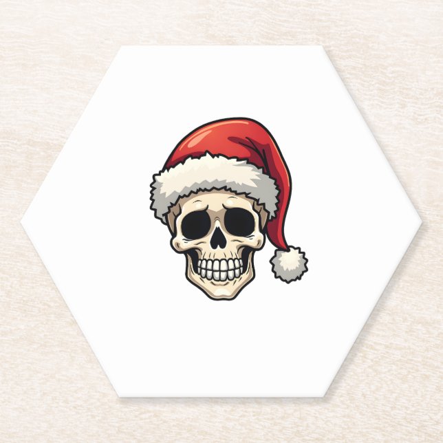 Dessous-de-verre En Papier Christmas Skull Funny Santa XMES Men Women T-Shirt (Devant)