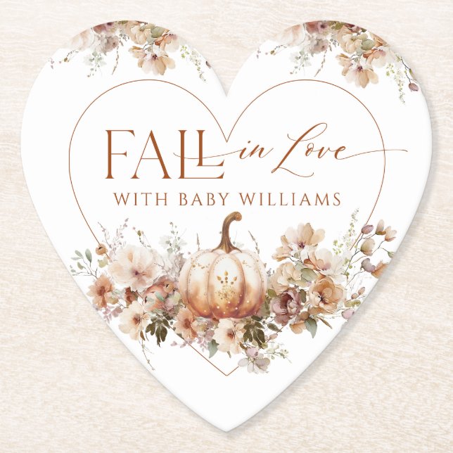 Dessous-de-verre En Papier Chute d'amour Citrouille Fleur sauvage Baby shower (Devant)