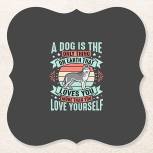 Dessous-de-verre En Papier Citation Amoureux de Chien Graphique Husky Vintage