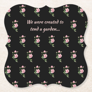 Dessous-de-verre En Papier Citation chrétienne de fleur de rose rose jardin