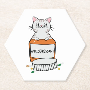 Dessous-de-verre En Papier Citation de chat drôle Antidépresseur Amateur de c