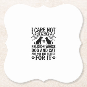 Dessous-de-verre En Papier Citation Religion Chien Chat Vintage Design Amoure