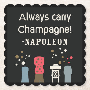 Dessous-de-verre En Papier Citation Rétro Champagne Napoléon Mignon Gourmet F