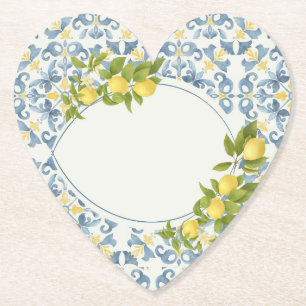 Dessous-de-verre En Papier Citron en carrelage bleu italien