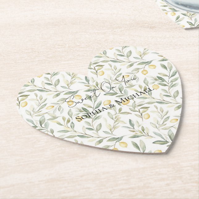 Dessous-de-verre En Papier Citrons Mariage Sucrés Sur Vous (Incliné)