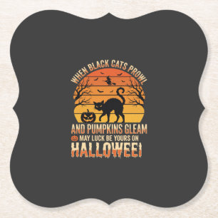 Dessous-de-verre En Papier Citrouille Chat Noir Halloween Design Vectoriel