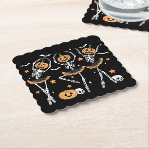 Dessous-de-verre En Papier Citrouille de ballet Squelette effrayant Halloween