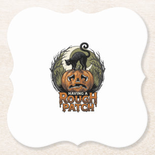 Dessous-de-verre En Papier Citrouille d'Halloween Chat Tache Brute Gravure Vi