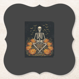 Dessous-de-verre En Papier Citrouille squelette Halloween Design Rétro Vintag