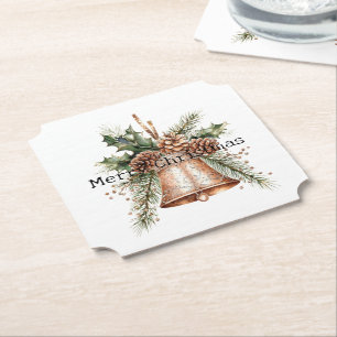 Dessous-de-verre En Papier Cloches de Noël blanches en bronze or