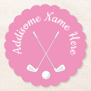 Dessous-de-verre En Papier Club de golf rose blanc Monogramme Dames   