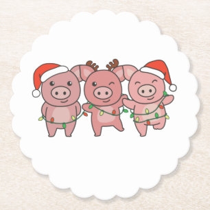 Dessous-de-verre En Papier Cochon Noël Animaux de Noël Cochons