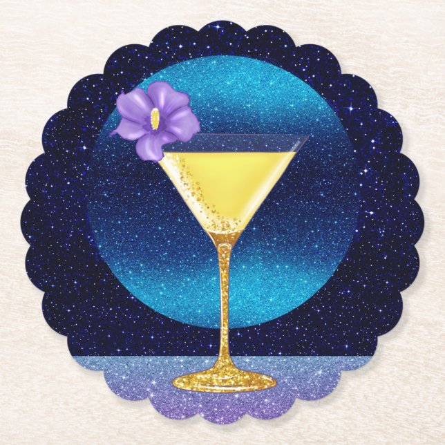 Dessous-de-verre En Papier Cocktail Blue Moon (Devant)