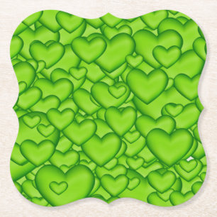 Dessous-de-verre En Papier Coeurs 3D Texture vert Motif-68689