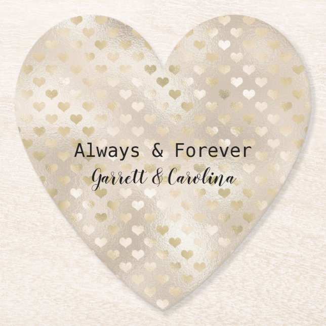 Dessous-de-verre En Papier Cœurs en or blanc   (Devant)