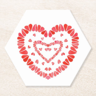 Dessous-de-verre En Papier COEURS SUCRÉS Dessous de verre en papier hexagonau