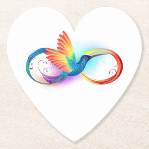 Dessous-de-verre En Papier Colibri arc-en-ciel avec symbole Infinity