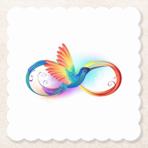 Dessous-de-verre En Papier Colibri arc-en-ciel avec symbole Infinity