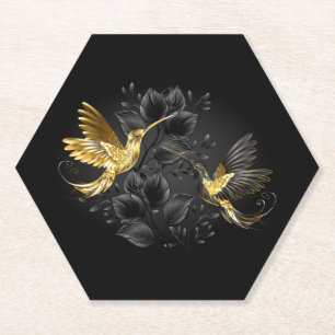 Dessous-de-verre En Papier Colibri noir et or