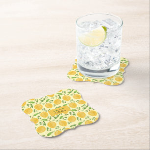 Dessous-de-verre En Papier Collection Lemon Bloom jaune à motifs