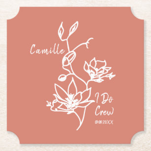 Dessous-de-verre En Papier Coloré Rustique I Do Crew Bridesmaid