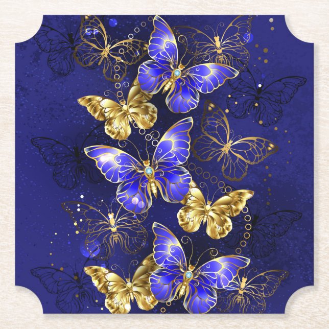 Dessous-de-verre En Papier Composition avec papillons Sapphire (Devant)