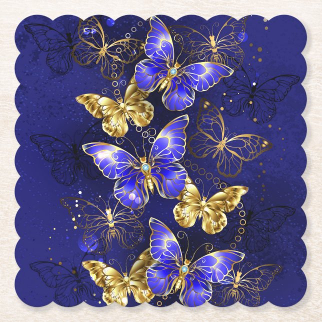 Dessous-de-verre En Papier Composition avec papillons Sapphire (Devant)