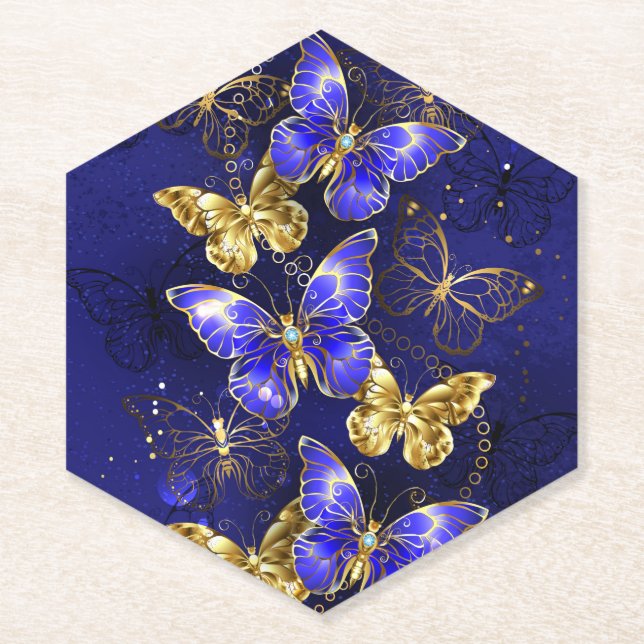 Dessous-de-verre En Papier Composition avec papillons Sapphire (Devant)