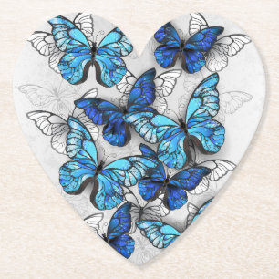 Dessous-de-verre En Papier Composition des White and Blue Butterflies