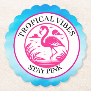 Dessous-de-verre En Papier Conception de cercle d'été flamant rose-