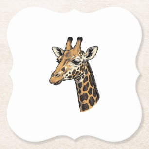 Dessous-de-verre En Papier Conception de chemise de portrait de girafe gravur