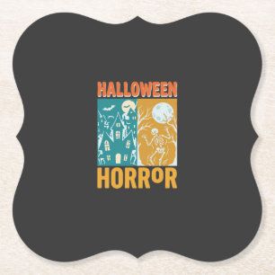 Dessous-de-verre En Papier Conception de maison hantée Halloween Lune squelet