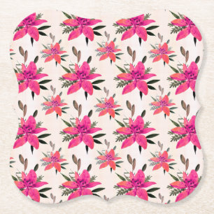 Dessous-de-verre En Papier Conception de motif floral Fleurs roses