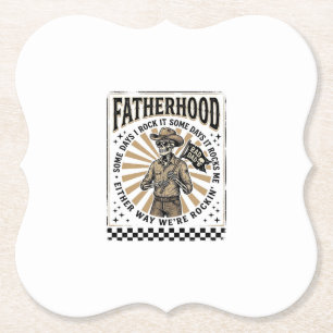 Dessous-de-verre En Papier Conception de T-shirt de papa cowboy squelette vin