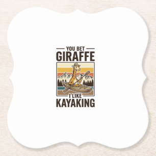 Dessous-de-verre En Papier Conception de T-Shirt drôle vintage de kayak giraf