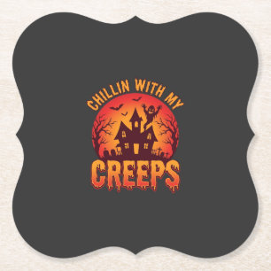 Dessous-de-verre En Papier Conception de T-Shirt Halloween Chillin With My Cr