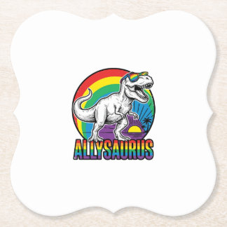 Dessous-de-verre En Papier Conception de T-Shirt vintage dinosaure arc-en-cie