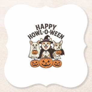 Dessous-de-verre En Papier Conception de vecteur de chien de Halloween de Cor