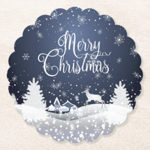 Dessous-de-verre En Papier Conte fée hivernale de Noël Imaginaire Rindeer nei