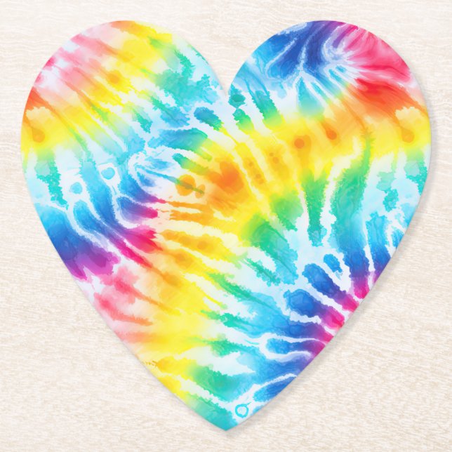 Dessous-de-verre En Papier Cool Aqua Rouge Bleu Jaune Orange Tie Dye (Devant)