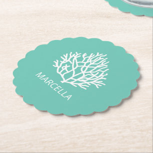 Dessous-de-verre En Papier Corail Reef Nom personnalisé Summer Beach