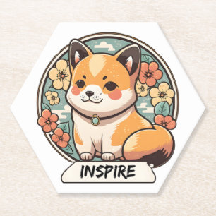 Dessous-de-verre En Papier Coupe Cute Shiba Inu