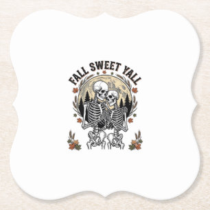 Dessous-de-verre En Papier Couple de squelettes d'automne Gravure vintage T-s