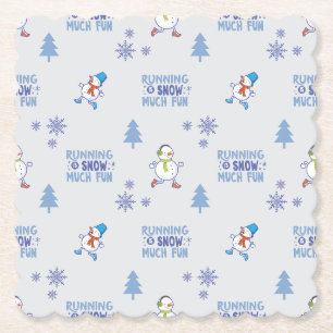 Dessous-de-verre En Papier Courses hivernales - Arbre de Noël de Snowman