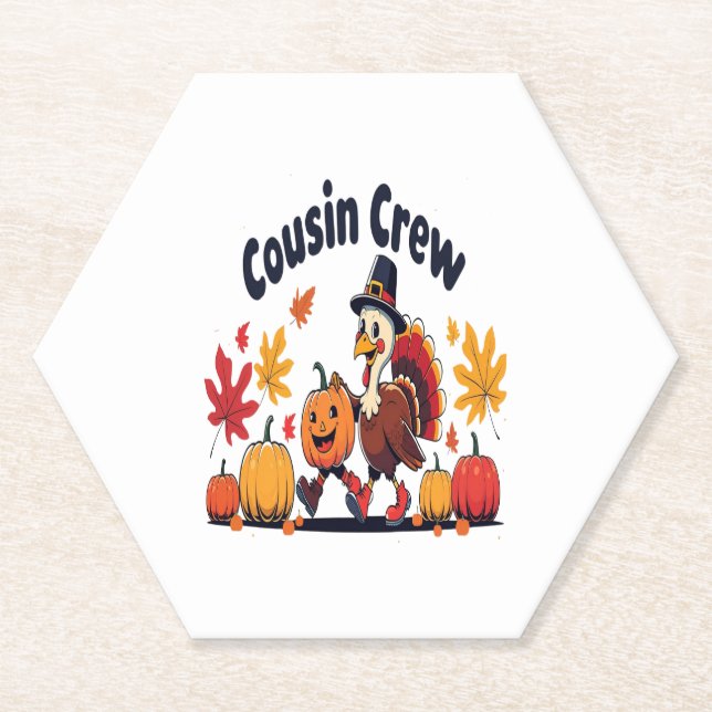 Dessous-de-verre En Papier Cousin Crew Thanksgiving Citrouille (Devant)