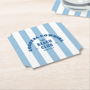 Dessous-de-verre En Papier Cowgirl Côtière Le Club de Plage Rayure de Cabane 