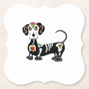 Dessous-de-verre En Papier Crâne à sucre Dachshund