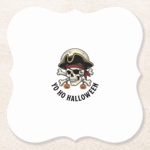 Dessous-de-verre En Papier Crâne de Pirate Halloween Gravure Vintage T-Shirt